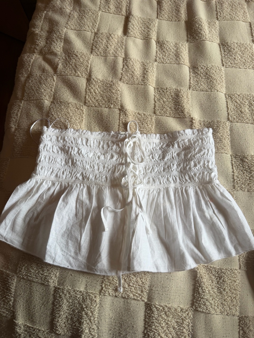 Kimchi Blue White Smocked Strap Summer Top
